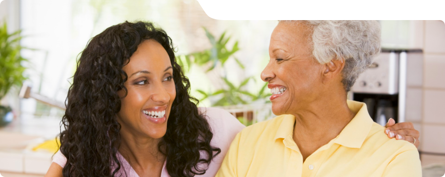 smiling caregiver and her patient